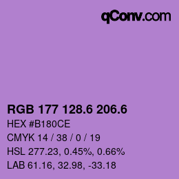 カラーコード: RGB 177 128.6 206.6 | qconv.com