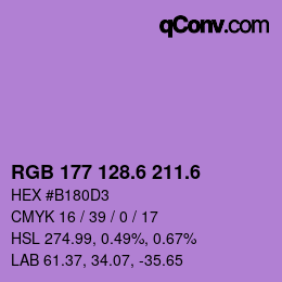カラーコード: RGB 177 128.6 211.6 | qconv.com
