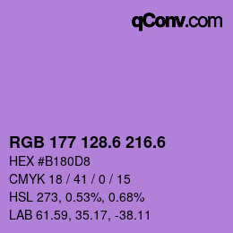 カラーコード: RGB 177 128.6 216.6 | qconv.com