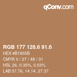 カラーコード: RGB 177 128.6 91.6 | qconv.com