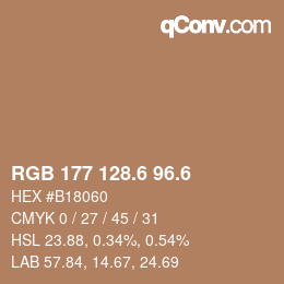 カラーコード: RGB 177 128.6 96.6 | qconv.com