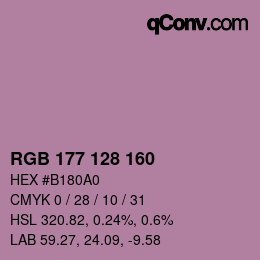 カラーコード: RGB 177 128 160 | qconv.com