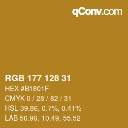 Color code: RGB 177 128 31 | qconv.com