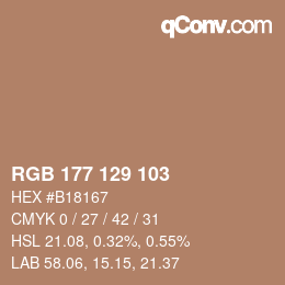 Color code: RGB 177 129 103 | qconv.com