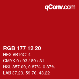 Farbcode: RGB 177 12 20 | qconv.com