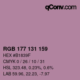 カラーコード: RGB 177 131 159 | qconv.com