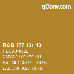 Color code: RGB 177 131 43 | qconv.com