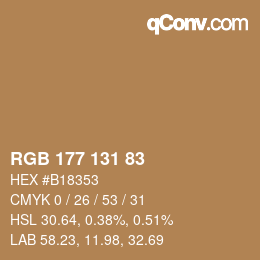 颜色代码: RGB 177 131 83 | qconv.com