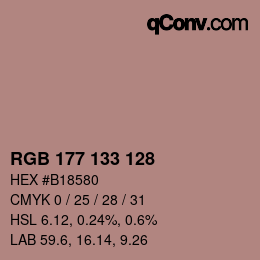 Farbcode: RGB 177 133 128 | qconv.com