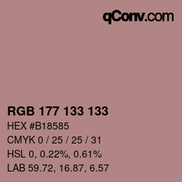 Code couleur: RGB 177 133 133 | qconv.com