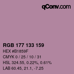 Color code: RGB 177 133 159 | qconv.com