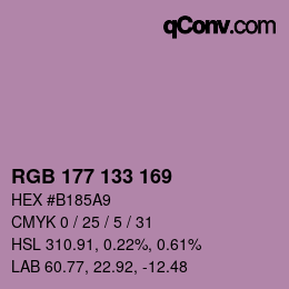 カラーコード: RGB 177 133 169 | qconv.com