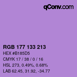 Color code: RGB 177 133 213 | qconv.com