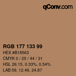 Color code: RGB 177 133 99 | qconv.com