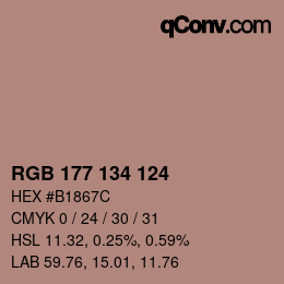 Código de color: RGB 177 134 124 | qconv.com