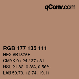 Código de color: RGB 177 135 111 | qconv.com