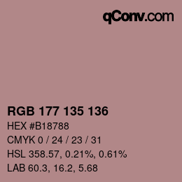 Color code: RGB 177 135 136 | qconv.com