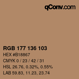 Color code: RGB 177 136 103 | qconv.com