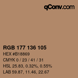 Color code: RGB 177 136 105 | qconv.com