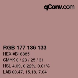 Color code: RGB 177 136 133 | qconv.com