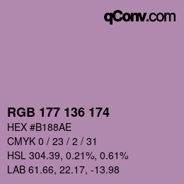 Color code: RGB 177 136 174 | qconv.com