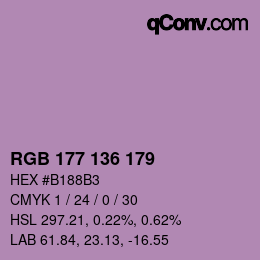 Color code: RGB 177 136 179 | qconv.com
