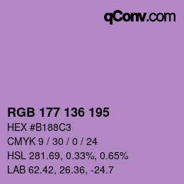Color code: RGB 177 136 195 | qconv.com