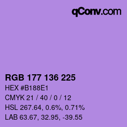 Color code: RGB 177 136 225 | qconv.com