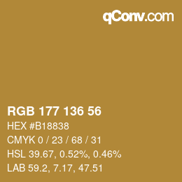 カラーコード: RGB 177 136 56 | qconv.com