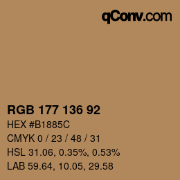 Color code: RGB 177 136 92 | qconv.com