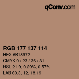 Color code: RGB 177 137 114 | qconv.com