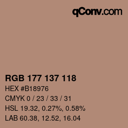 カラーコード: RGB 177 137 118 | qconv.com