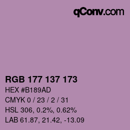 Color code: RGB 177 137 173 | qconv.com
