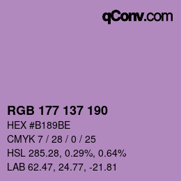 颜色代码: RGB 177 137 190 | qconv.com