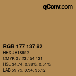 カラーコード: RGB 177 137 82 | qconv.com