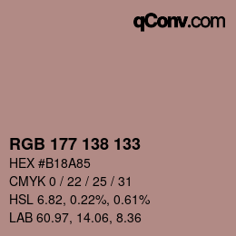 カラーコード: RGB 177 138 133 | qconv.com