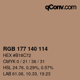 Color code: RGB 177 140 114 | qconv.com