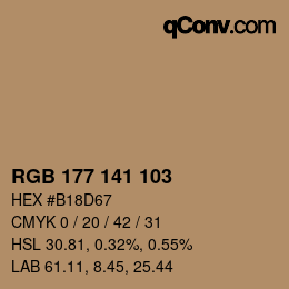 Color code: RGB 177 141 103 | qconv.com
