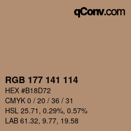 Color code: RGB 177 141 114 | qconv.com