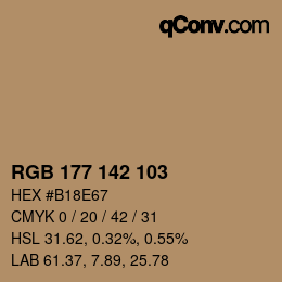 Color code: RGB 177 142 103 | qconv.com