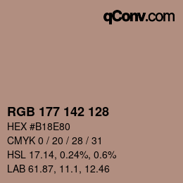 カラーコード: RGB 177 142 128 | qconv.com