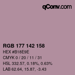 Color code: RGB 177 142 158 | qconv.com