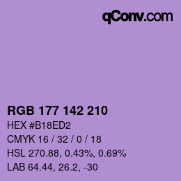 Color code: RGB 177 142 210 | qconv.com