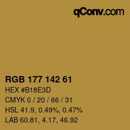 カラーコード: RGB 177 142 61 | qconv.com