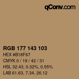 Color code: RGB 177 143 103 | qconv.com