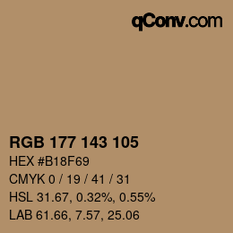 颜色代码: RGB 177 143 105 | qconv.com