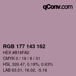 カラーコード: RGB 177 143 162 | qconv.com