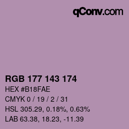 Color code: RGB 177 143 174 | qconv.com