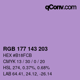 カラーコード: RGB 177 143 203 | qconv.com