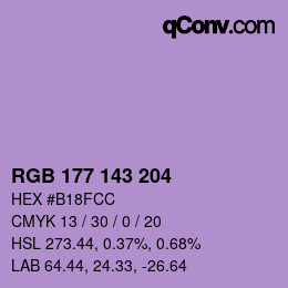 Color code: RGB 177 143 204 | qconv.com